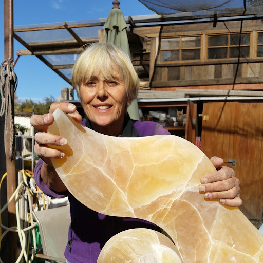 WINGS OF CHNGE in Utah calcite by JoAnn Duby at her Art City studio