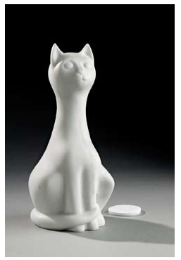 "Funery Cat" Carrara Marble, 16" High "Funery Cat" Carrara Marble, 16" High