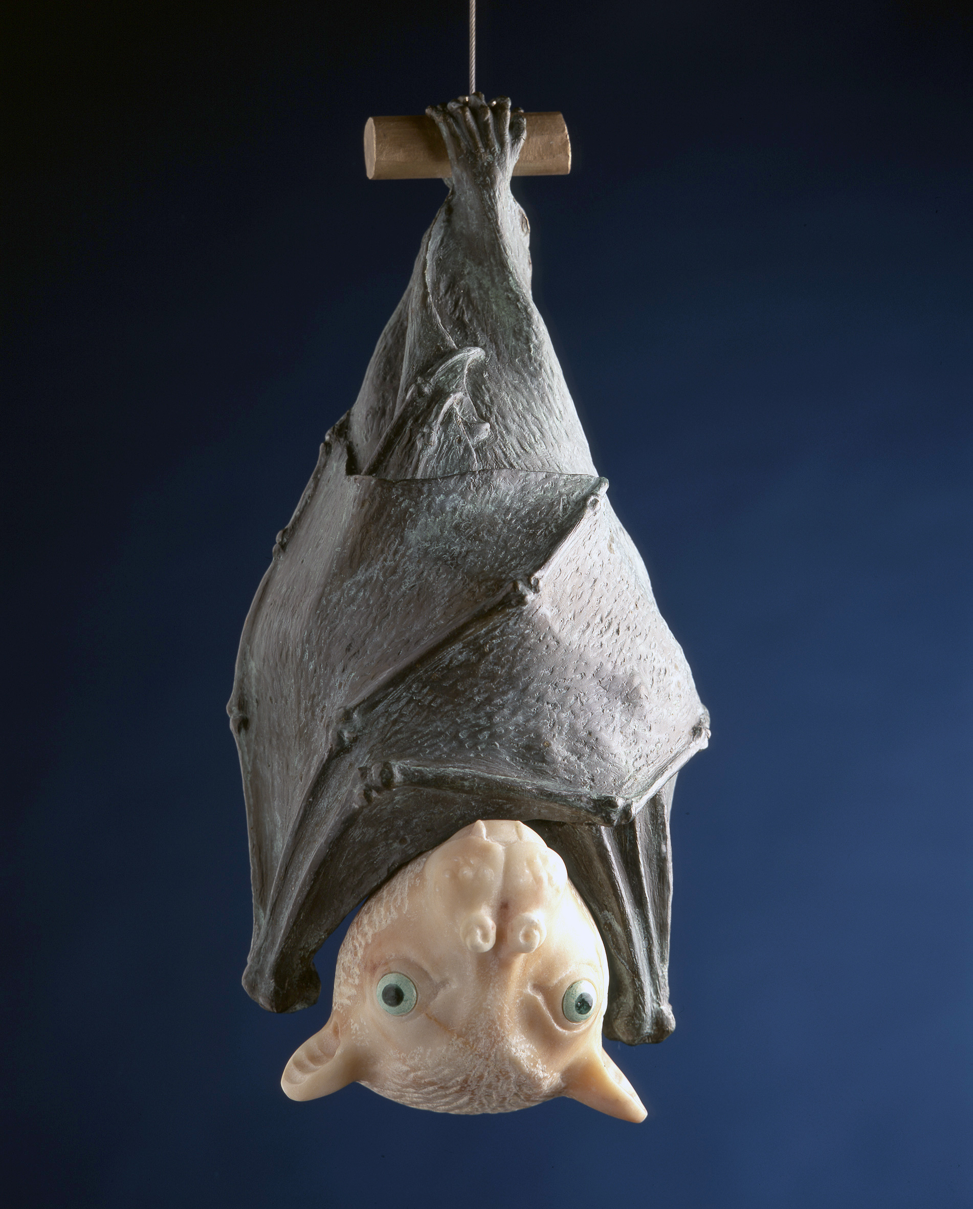 "Tube-Nosed Fruit Bat", Marble and Bronze 21.5' H x 7.5" L "Tube-Nosed Fruit Bat", Marble and Bronze