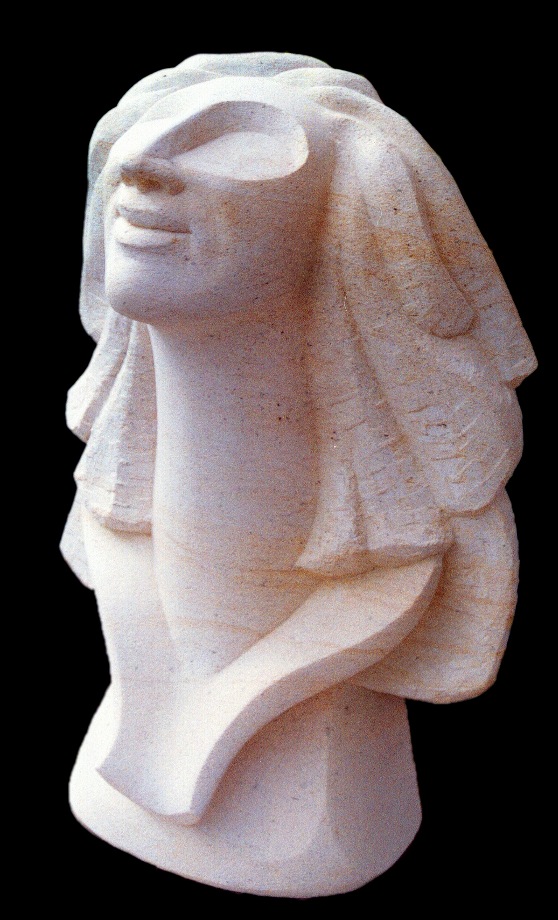 "Bella" New Zealand Oamaru Limestone, 25" x 21" x 13", 2002, Angela Treat Lyon "Bella" by Angela Treat Lyon