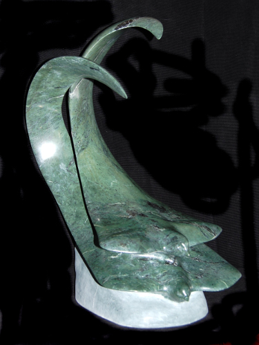 "Gliding in Unison" 27” high Serpentine or perhaps Nephrite Jade "Gliding in Unison" 27” high Serpentine or perhaps Nephrite Jade