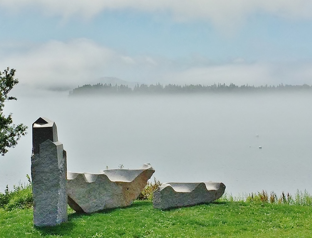 • Home and Away, Lavender Gray Maine Granite, 9’-2” H x 7’-10” W x 22’-10” W, Bob Leverich