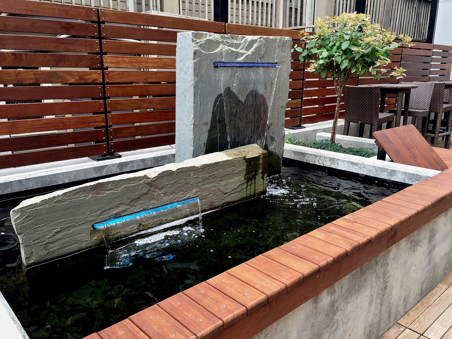 The finished fountain: with the beautiful look of natural stone and the soothing sounds of water.