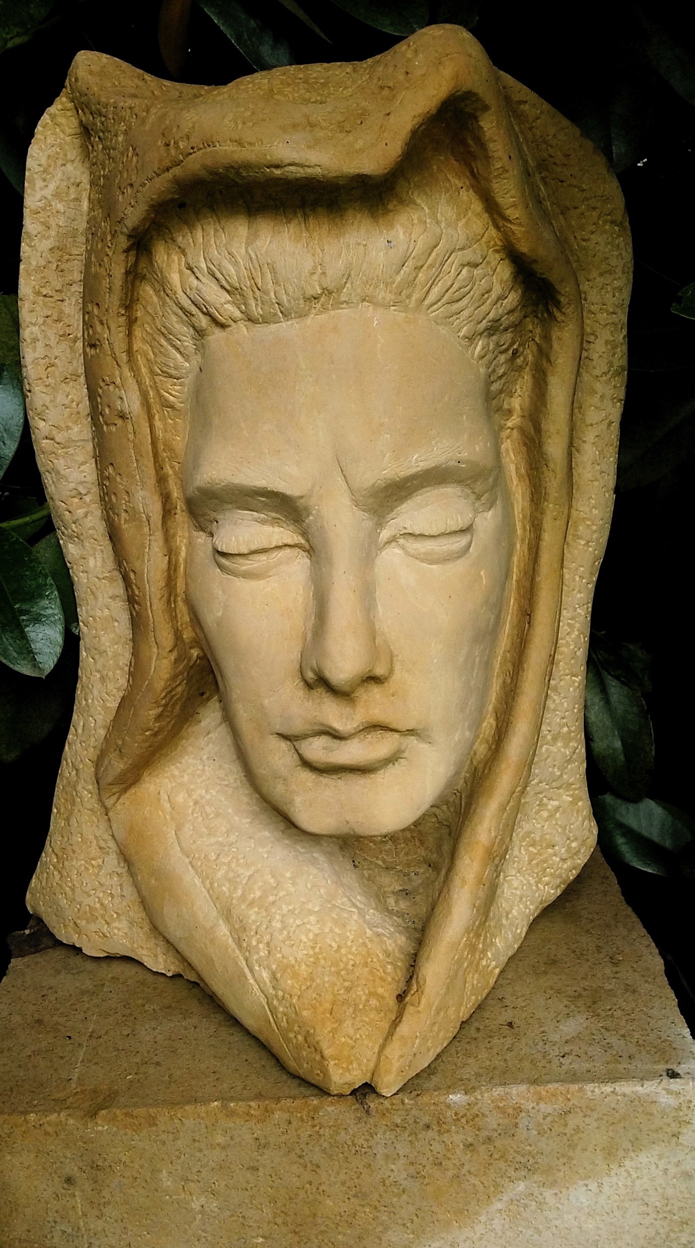 “Mother Spirit”, limestone, 2013, 9” X 16” X 8” She also watches over the garden.
