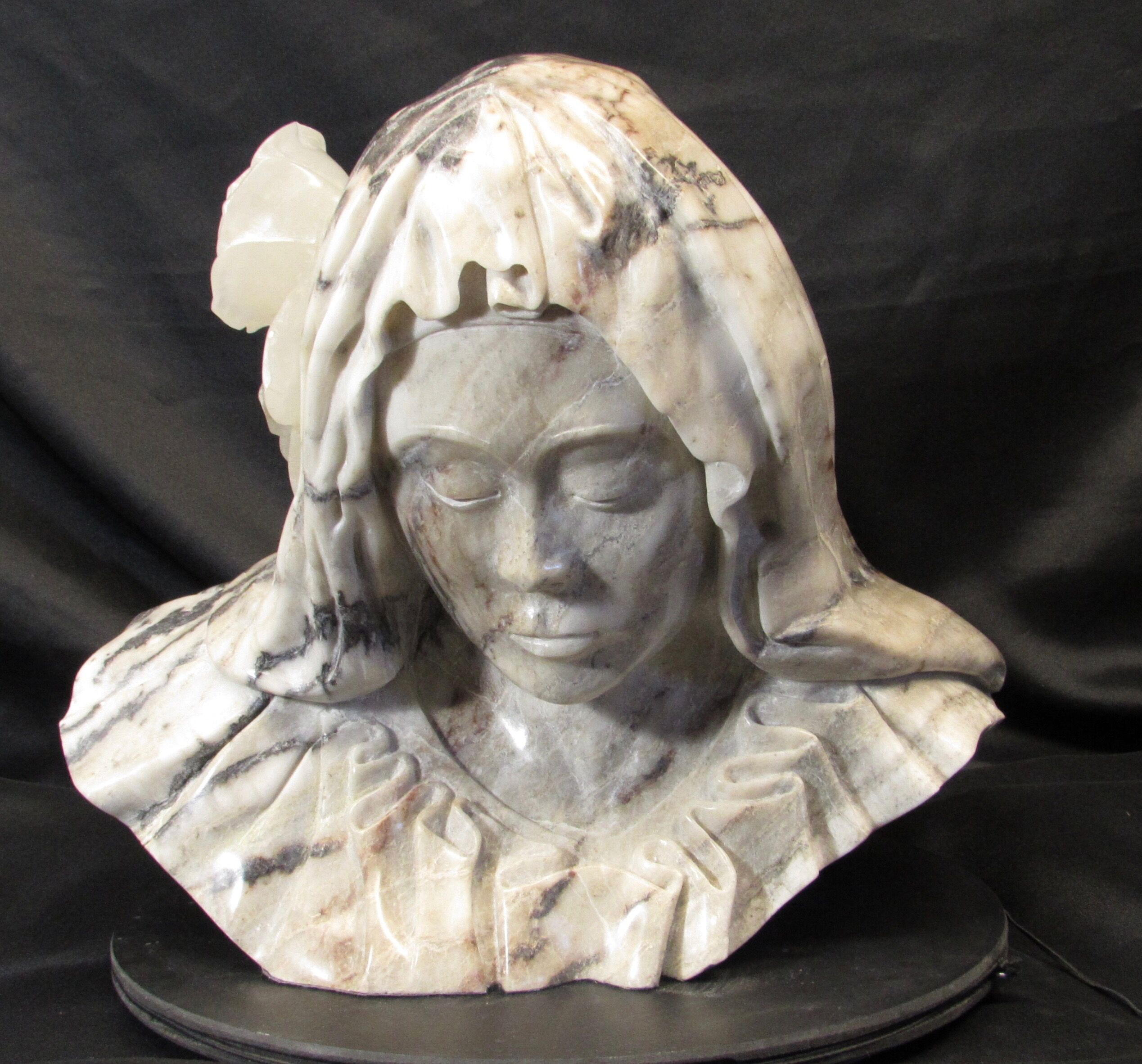 “Blushing Rose” Alabaster 12″ h x 14″ w x 12″ d Bruce Kleeberger