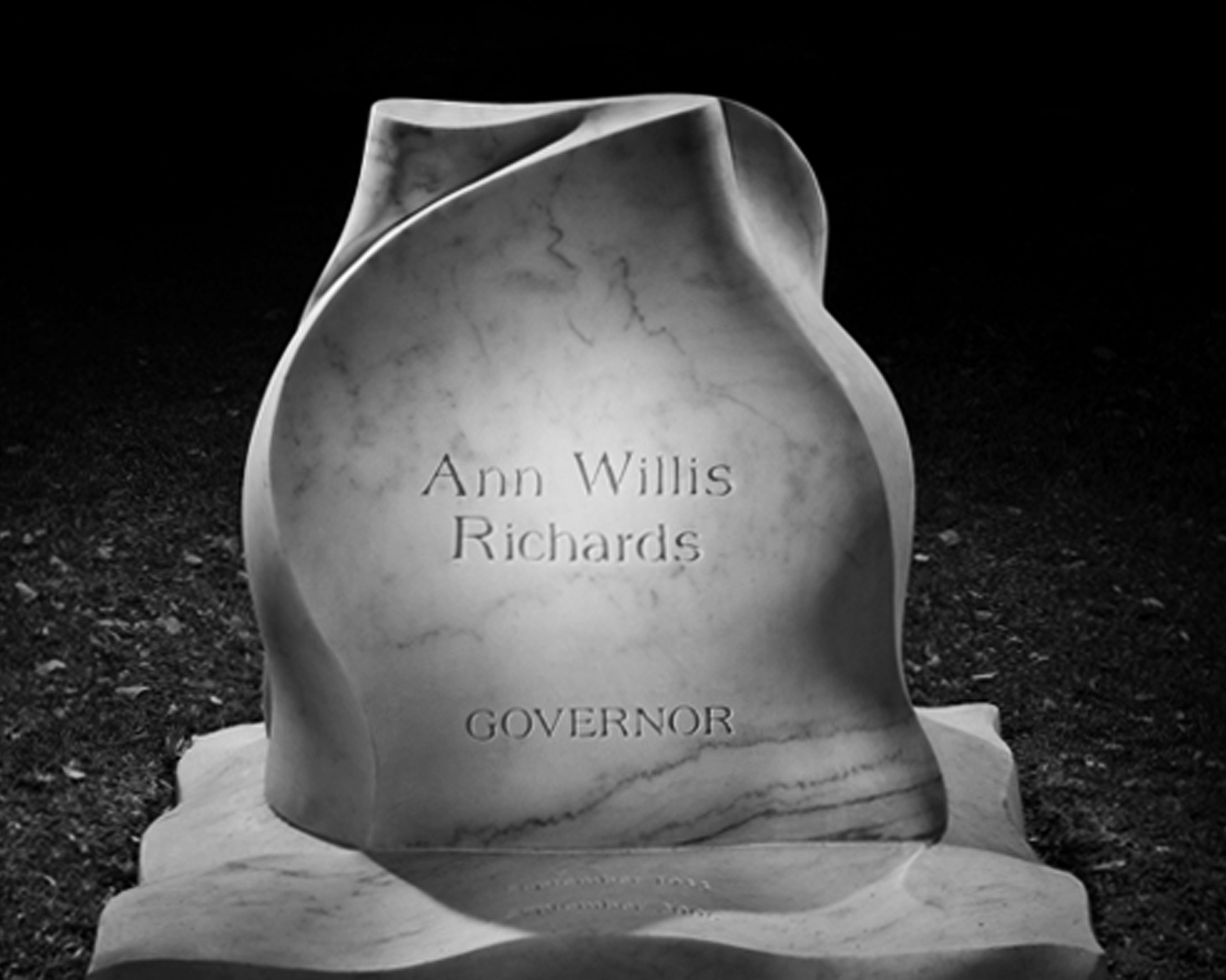 Marble monument for Governor Ann Richards, 2008, Austin TX - Photo: Jeff Wilson