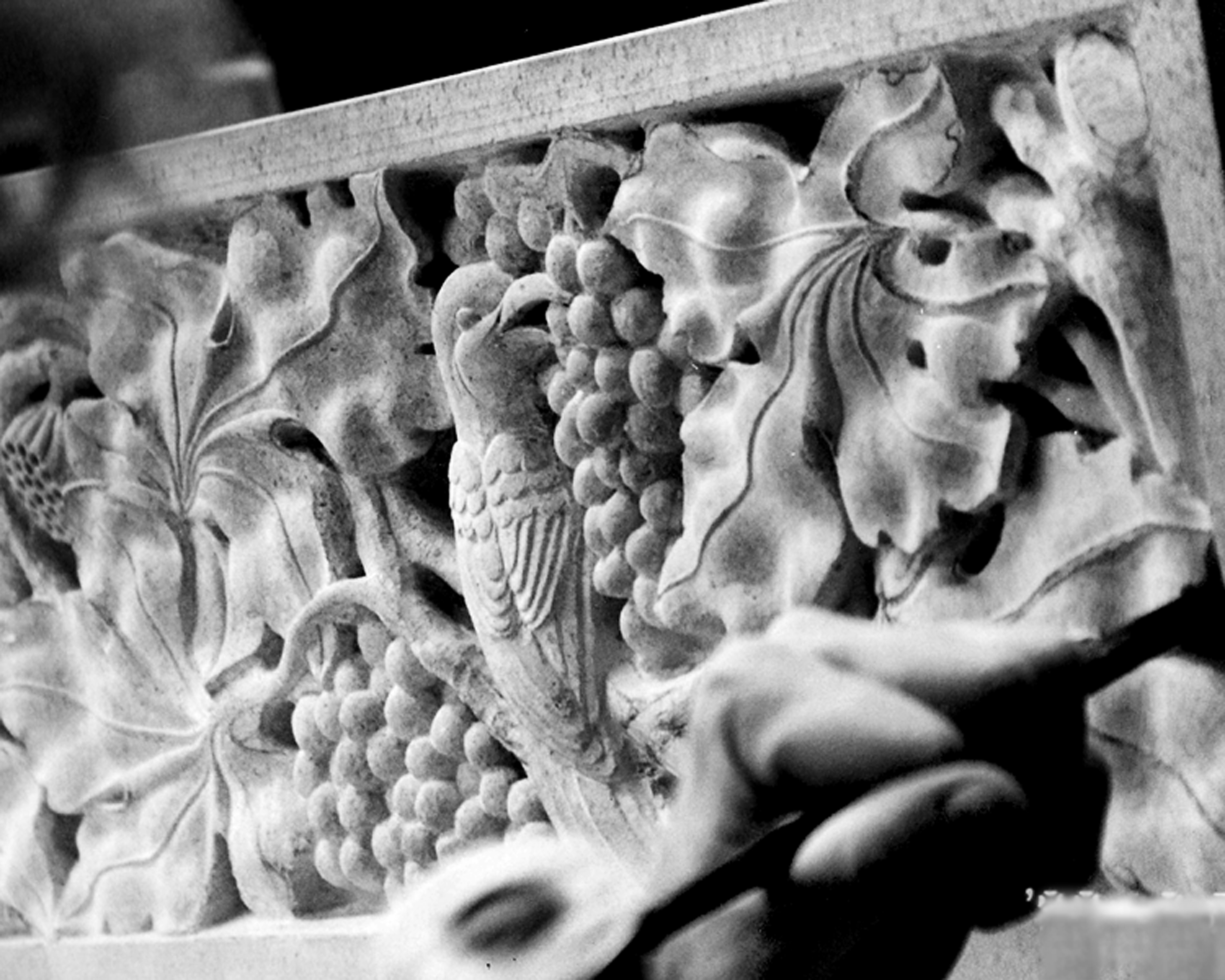 6) Detail of fauna and flora on a limestone fireplace mantle, 2010, Austin TX- Photo: Holly Kincannon