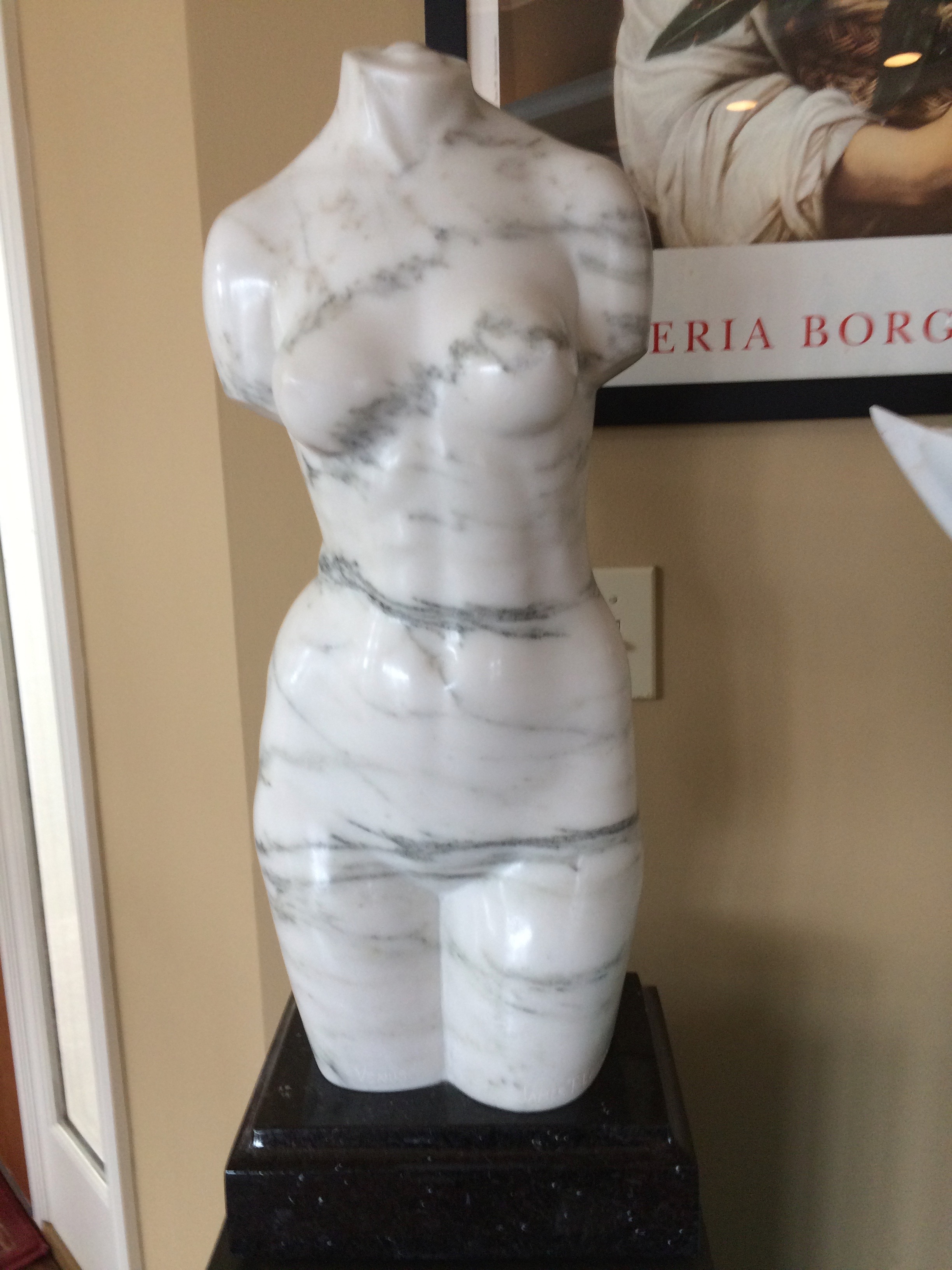  “Venus”, maybe Indiana marble, 20” tall. 
