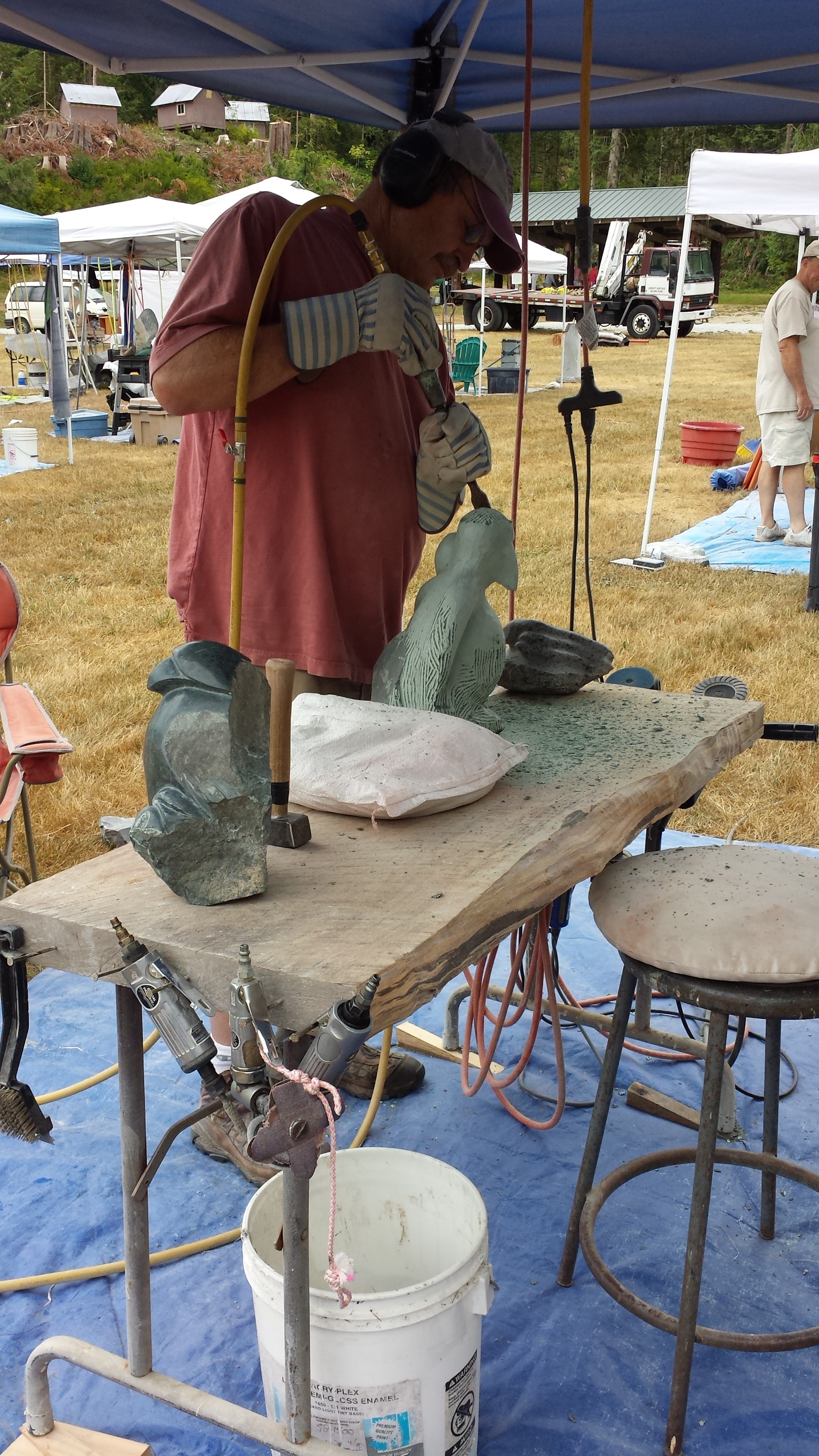 Gene Carlson carving chlorite