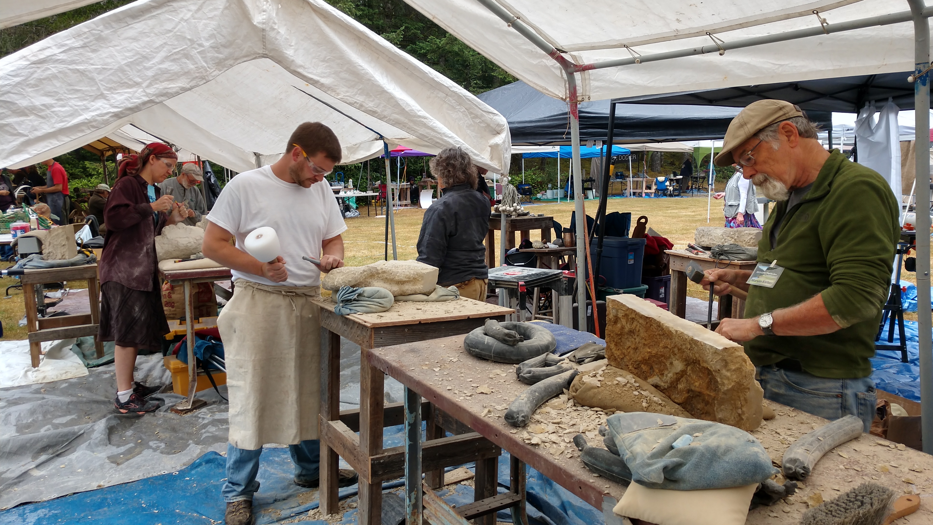 Carving in the "Dojo" Beginner's Sone Carving Tent